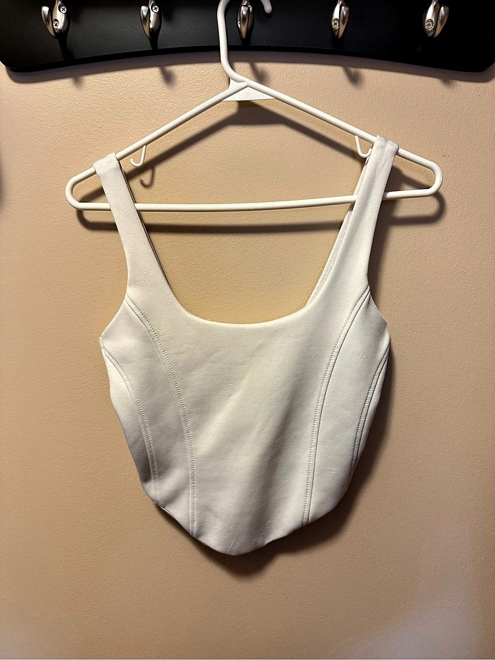 Aritzia Castle Satin Bustier White Crop Top